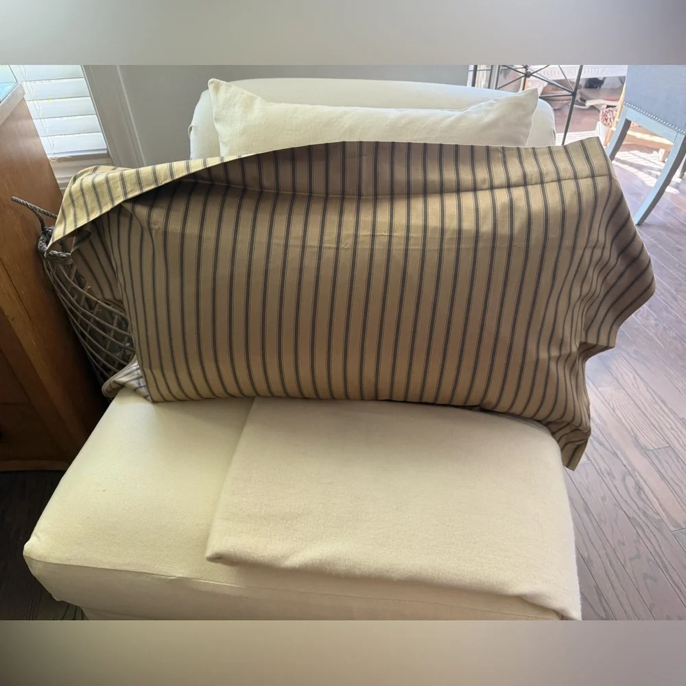 Frette King Pillowcase Gold Grey Stripe Italy